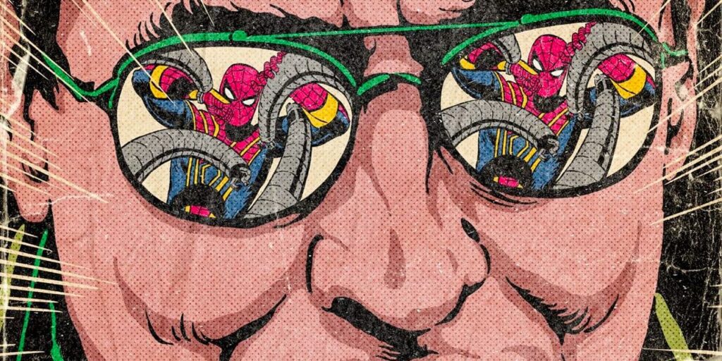 Spider-Man: No Way Home Escena de Doc Ock recreada como un cómic clásico de Marvel
