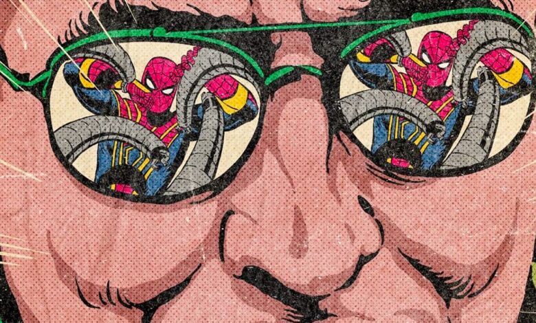 Spider-Man: No Way Home Escena de Doc Ock recreada como un cómic clásico de Marvel