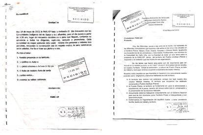 La misiva fue entregada a las autoridades de OIPUS por un indígena reclutado por los irregulares para trabajar en las minas de Autana.