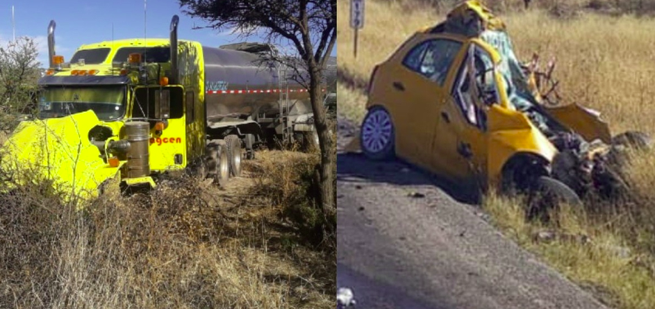 7 muertos; cuatro eran menores de edad, taxi amarillo se impactó contra tráiler  