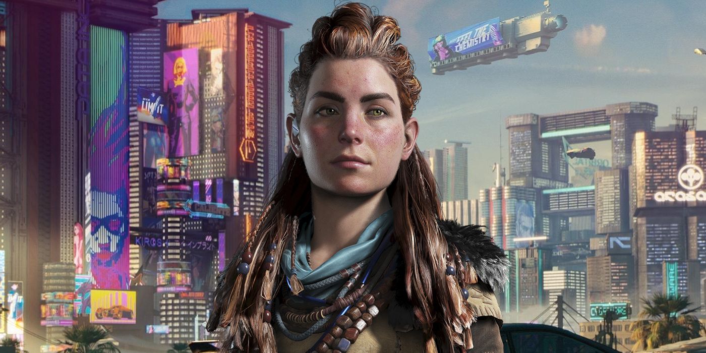 Aloy de Horizon Forbidden West creada en Cyberpunk 2077