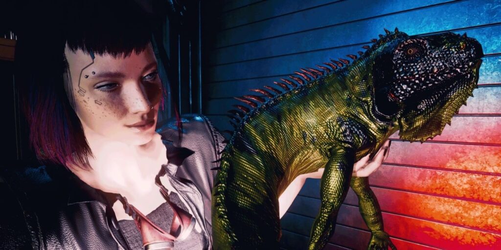 Cyberpunk 2077 parche 1.5 agrega iguana secreta como mascota huevo de Pascua