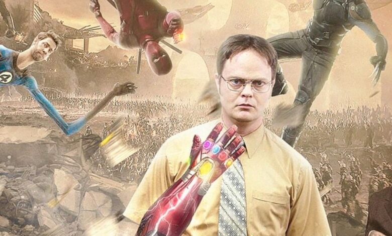 Dwight, Jim y Michael se unen a los Vengadores en Office Crossover Parody Poster