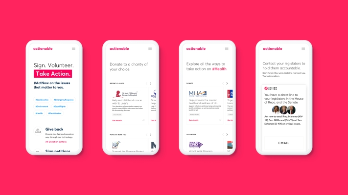 La plataforma de activismo procesable ayuda a los usuarios a ser proactivos sobre las causas que aman