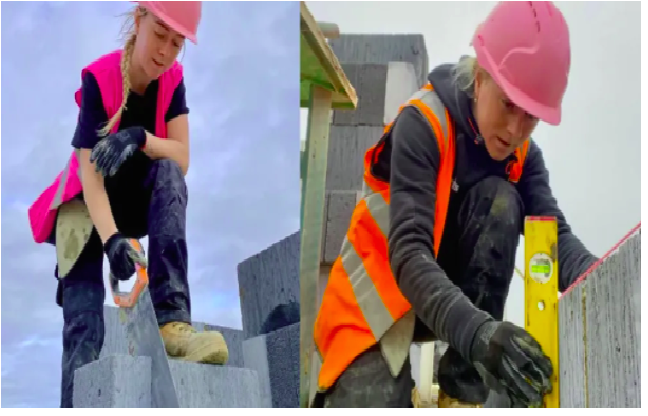 Mujer albañil se hace viral por su trabajo, busca romper estereotipos