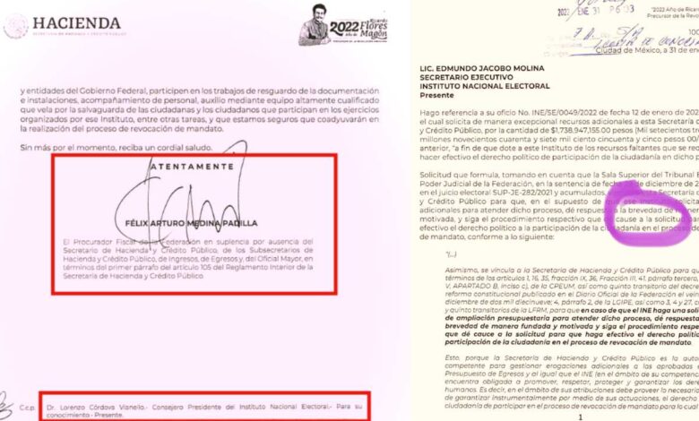 Oficio de SHCP al INE: tiene falta de ortografía y firma sexto funcionario en el escalafón