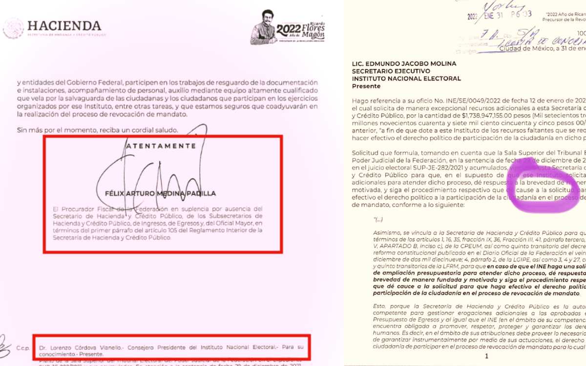 Oficio de SHCP al INE: tiene falta de ortografía y firma sexto funcionario en el escalafón
