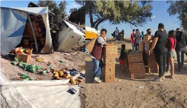 Rapiña; vuelca trailer cargado con frituras, saquean lugareños las “sabritas”