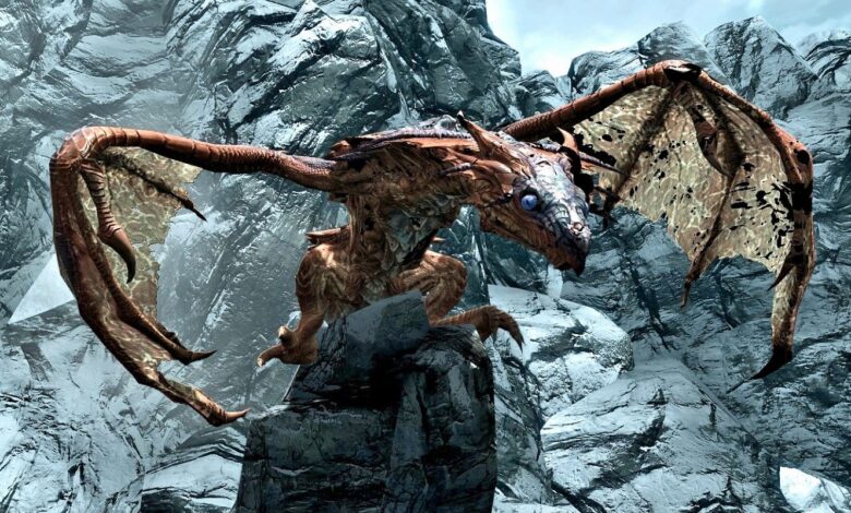 Skyrim Dragon logra lanzar un mamut como un muñeco de trapo