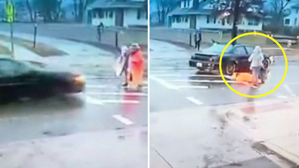 guardia escolar salva a niño de ser atropellado