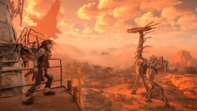 Aloy de Horizon Forbidden West es pisoteada con humor por Tallneck