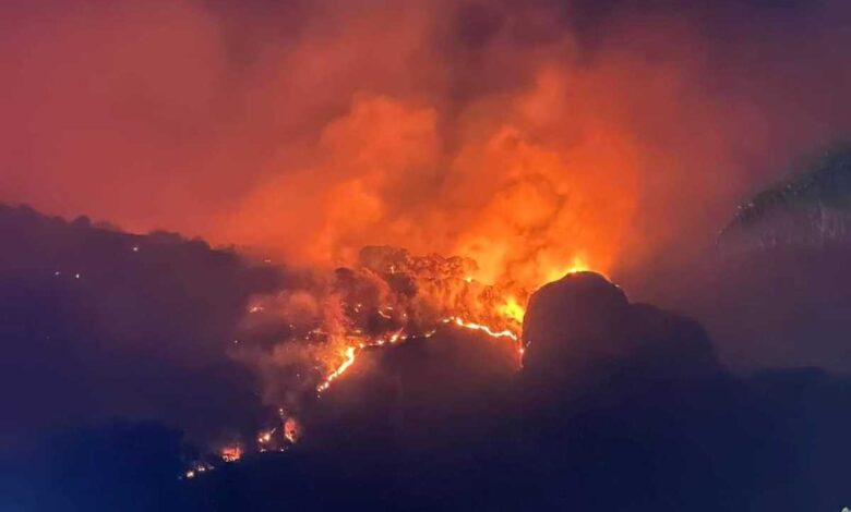 Combaten incendio en Tepoztlán; helicópteros llegarán mañana
