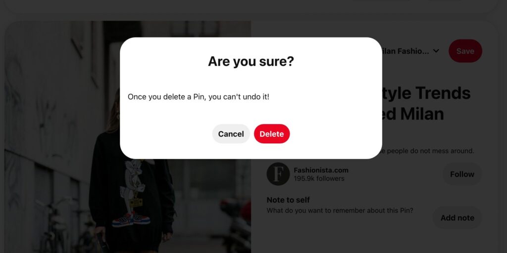 Cómo eliminar un pin de Pinterest que has creado