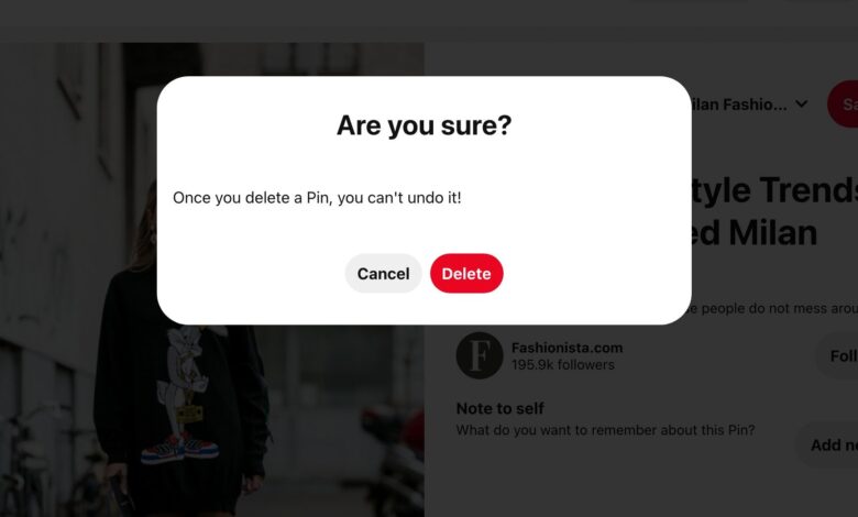 Cómo eliminar un pin de Pinterest que has creado