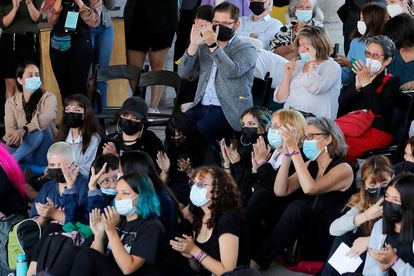 El presidente electo de Chile, Gabriel Boric, participa de un evento por el Día Internacional de la Mujer, el 8 de marzo pasado en Santiago.