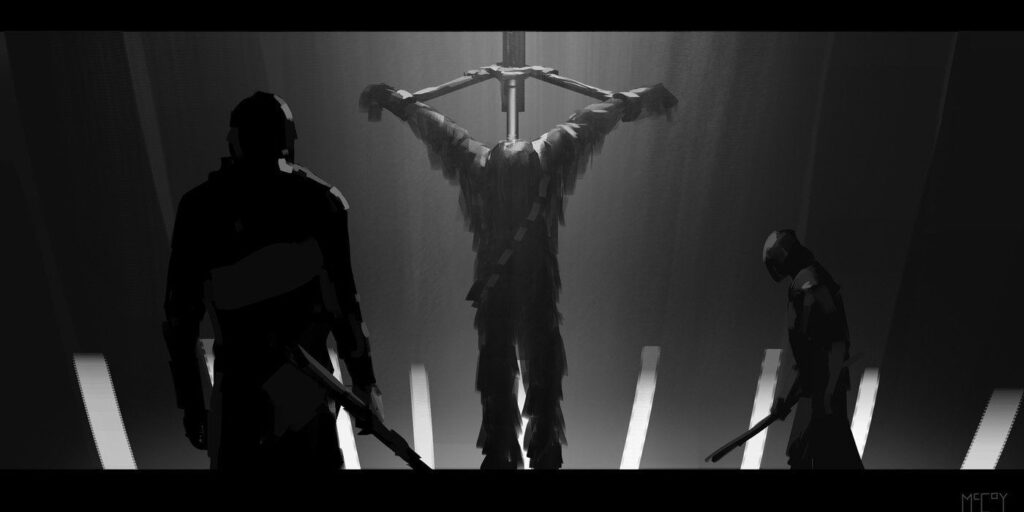 El arte conceptual de Star Wars: Rise Of Skywalker muestra a Chewbacca en cautiverio