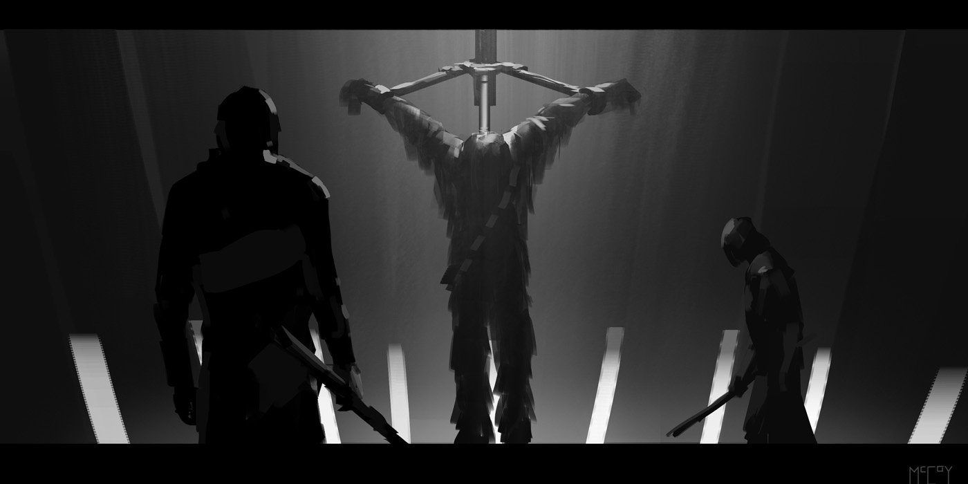 El arte conceptual de Star Wars: Rise Of Skywalker muestra a Chewbacca en cautiverio