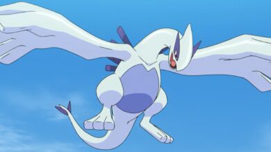 El legendario Pokémon Lugia se convierte en un poderoso dragón en una estatua épica