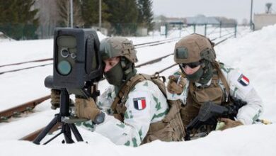 Soldados franceses en maniobras militares para el refuerzo de la presencia de la OTAN en la base de Tapa, en Estonia, este sábado.