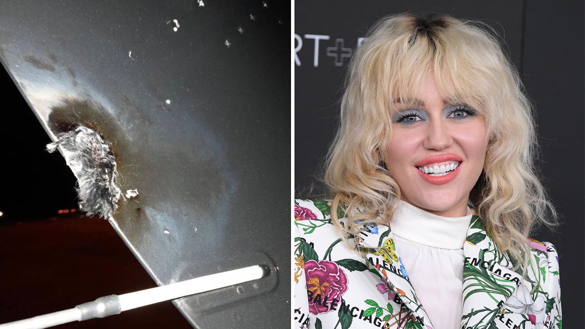 En imágenes: así quedó el avión de Miley Cyrus tras ser impactado por un rayo