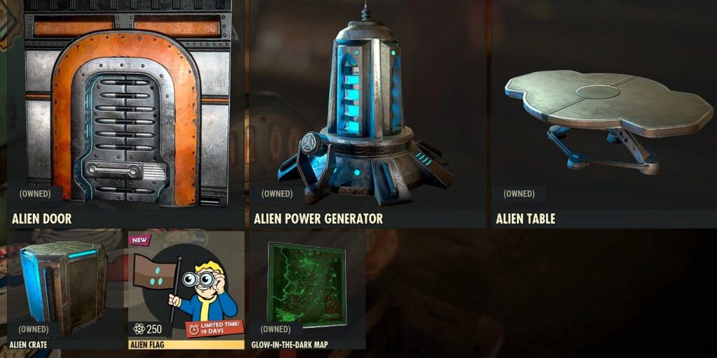 Fallout 76 elimina silenciosamente el gesto Alien Flag del lote Atomic Shop