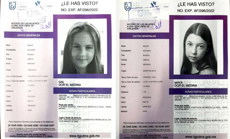Fiscalía CDMX emite alerta Amber para niñas Dor El Medina, sobrinas del productor Nicolás Celis