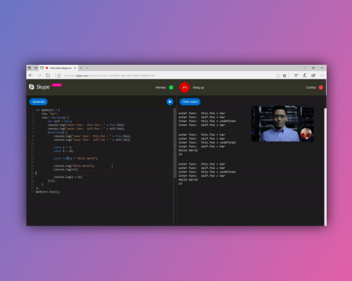 La nueva función de 'Entrevistas' de Skype le permite probar candidatos usando un editor de código en tiempo real