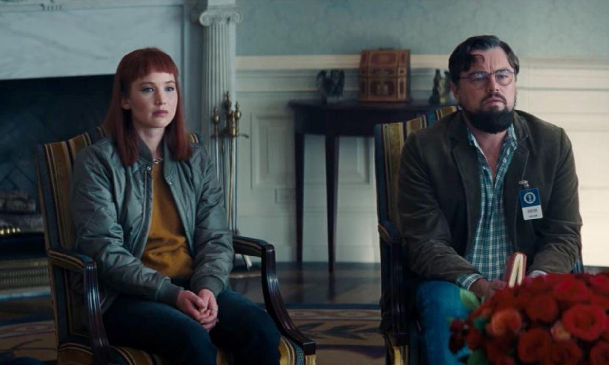 Leonardo DiCaprio y Jennifer Lawrence en 'No mires arriba'.