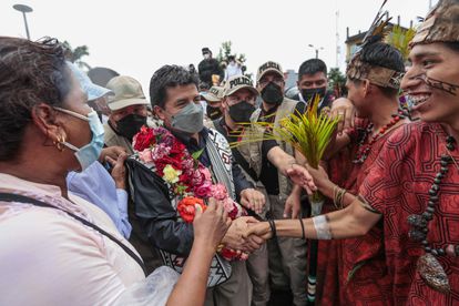 El presidente de Perú, Pedro Castillo, visita la ciudad amazónica de Puerto Maldonado (Perú).