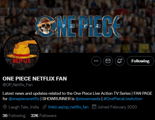 cuenta de twitter de fan de netflix de una pieza