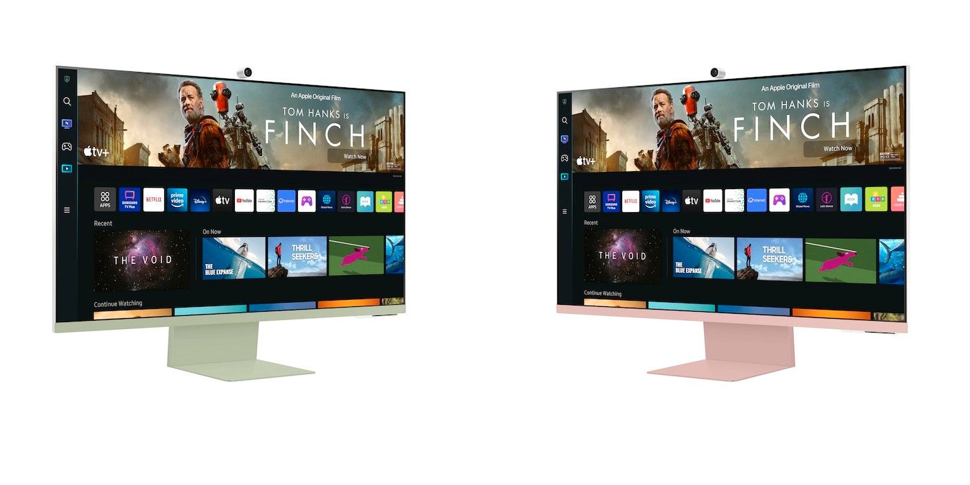 Los colores del monitor inteligente Samsung M8 4K están emitiendo vibraciones de iMac