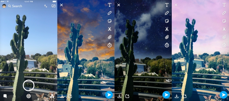 Los nuevos filtros de Snapchat pueden transformar el cielo sobre tu cabeza