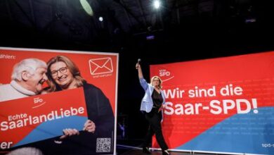 La candidata socialdemócrata en las elecciones del Sarre, Anke Rehlinger, este domingo en Saarbrucken.