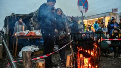Refugiados en Dorohusk, en la frontera de Polonia con Ucrania, el sábado 5 de marzo.