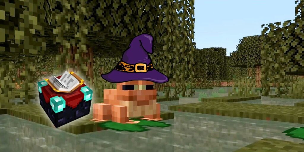 Minecraft Frog Enchanted with Multishot tiene varias lenguas