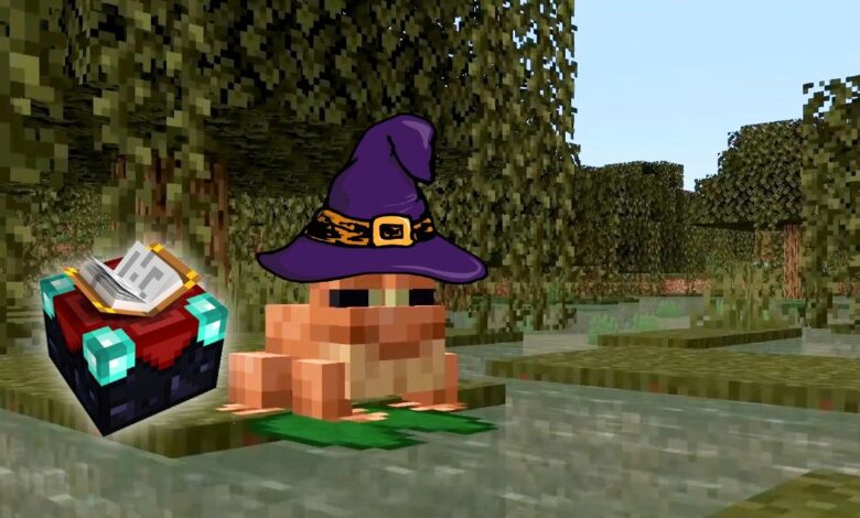 Minecraft Frog Enchanted with Multishot tiene varias lenguas
