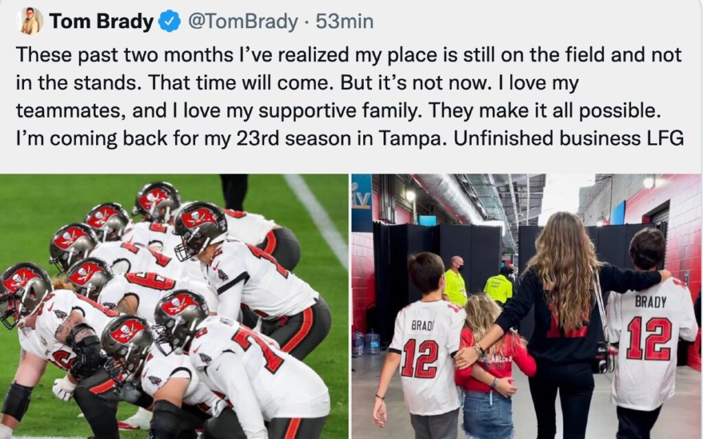 NFL: Anuncia Tom Brady su regreso a los emparrillados | Tuit