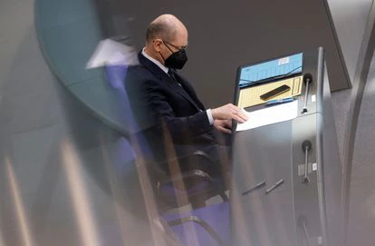 El canciller alemán, Olaf Scholz, durante la sesión de este miércoles en el Bundestag.