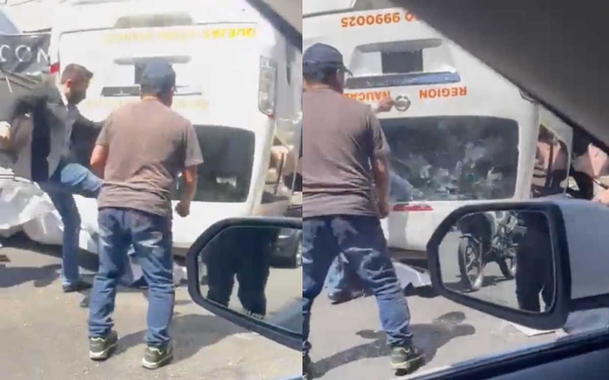 Video: Combi cayó a carriles centrales de Periférico; así sacaron a los heridos