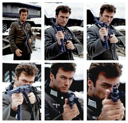 Clint Eastwood con una Schmeisser en el set de rodaje de 'El desafío de las águilas'.