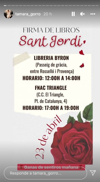 Tamara Gorro en Sant Jordi / Instagram