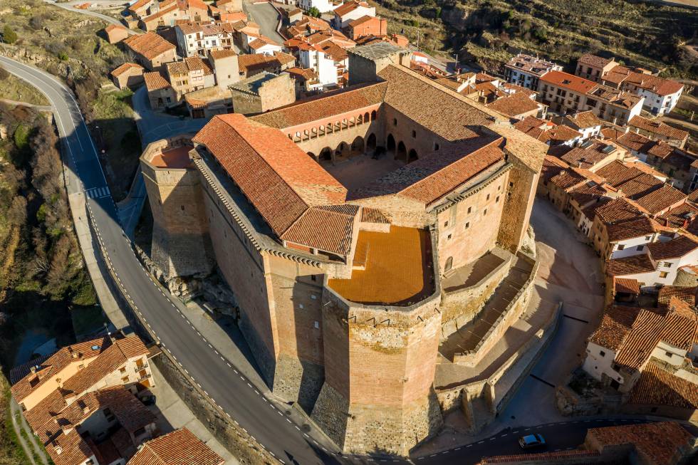 Vista aérea de la villa medieval de Mora de Rubielos.