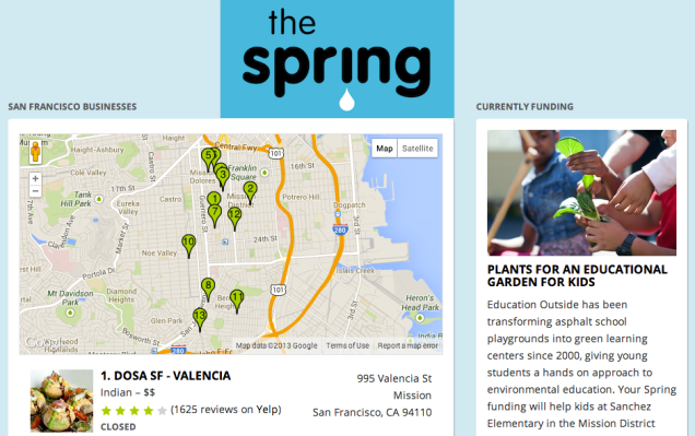 Actualización: The Spring cierra su aplicación para financiar el bien social y ganar dinero en efectivo al salir a cenar