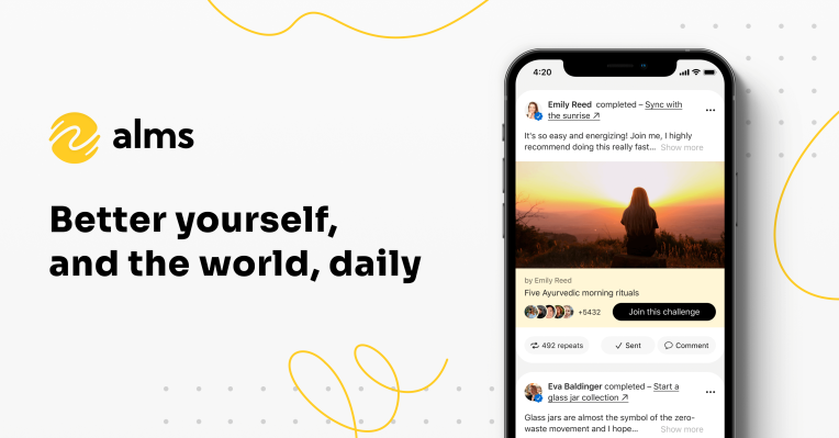 Alms es una aplicación social centrada en el impacto del mundo real y el cambio positivo.