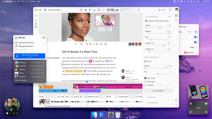 Descript, la plataforma de Andrew Mason para editar audio editando texto, ahora también te permite editar video