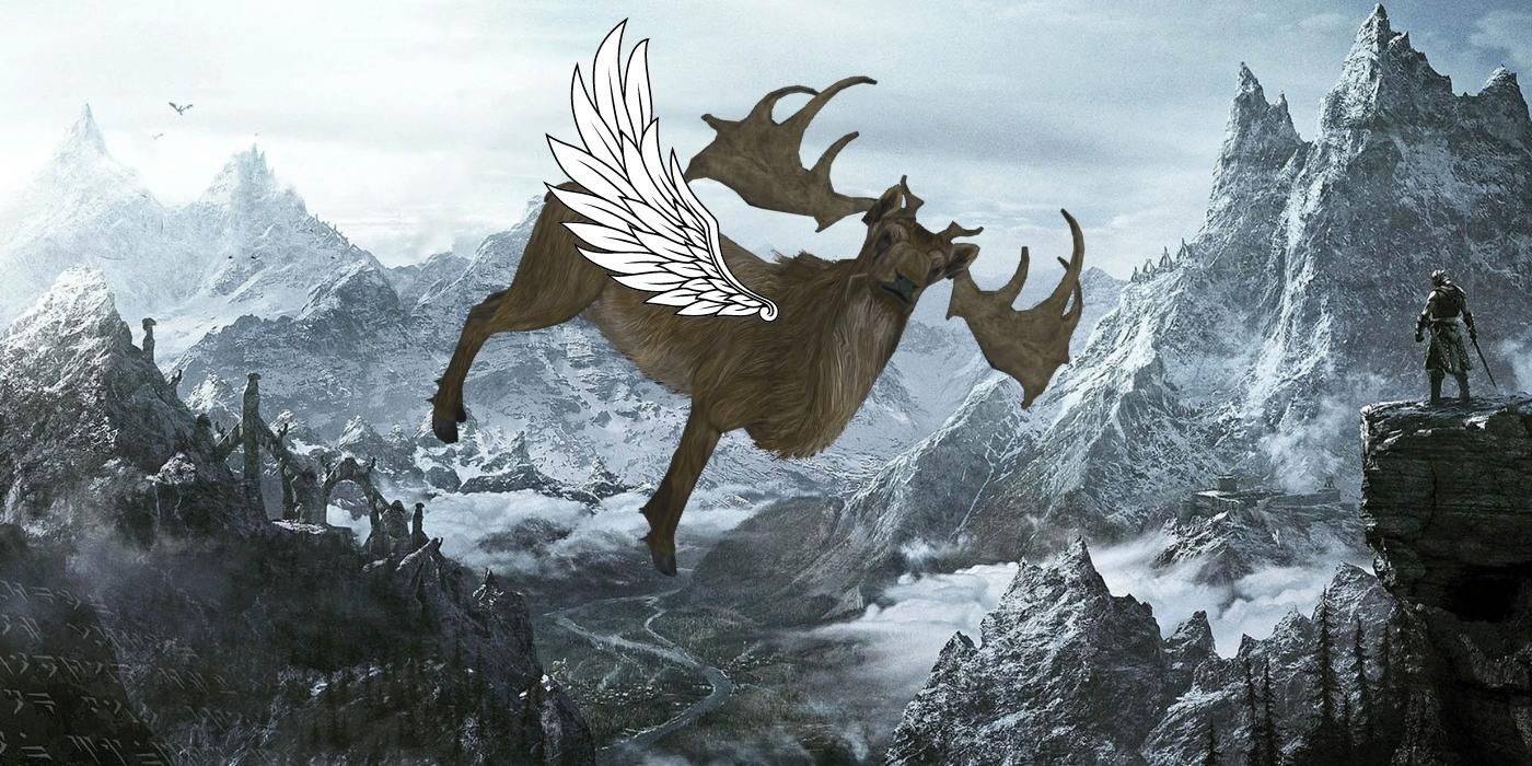 El hilarante clip de Skyrim ve a un alce caer de las nubes