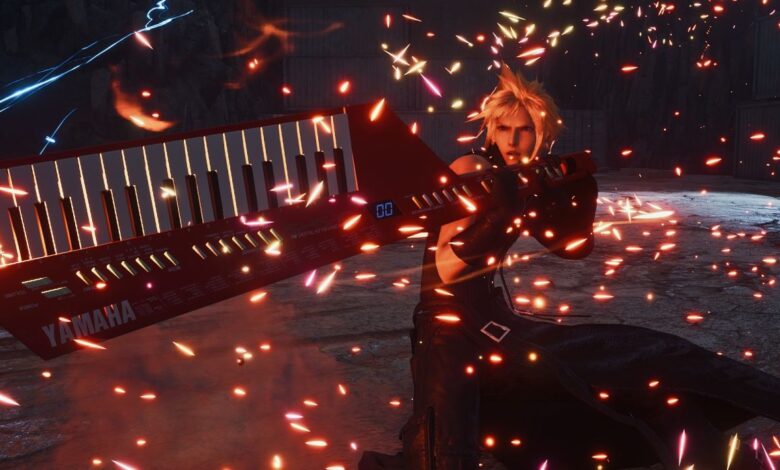 FF7 Remake: Cloud Fights con una espada Keytar en un mod ridículo