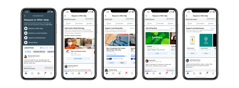 Facebook agregará tarjetas de regalo, trabajos y herramientas de donación a su centro de ayuda comunitaria COVID-19