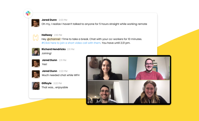 Hallway crea una 'sala de descanso virtual' para los trabajadores remotos mediante chats de video programados