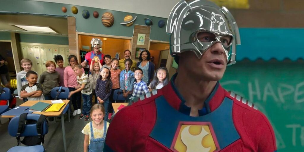 Imagen de Peacemaker BTS muestra a John Cena con una clase de niños actores